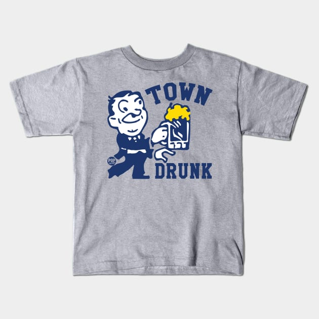 TOWN DRUNK Kids T-Shirt by toddgoldmanart